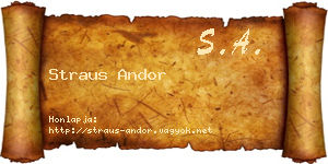 Straus Andor névjegykártya